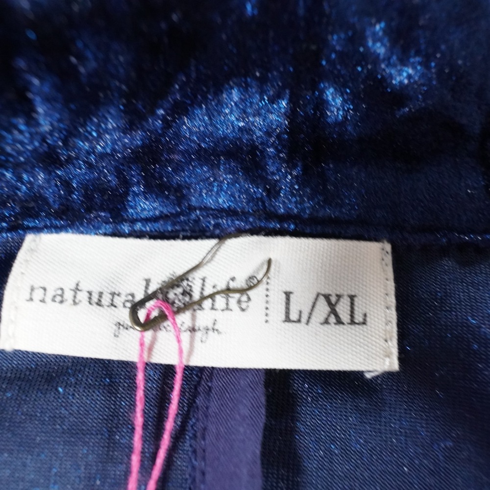 Natural Life Crushed Velvet Open Jacket Womens L/XL Navy Blue Boho Whimsigoth - Picture 3 of 12